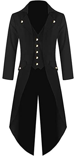 Herren Frack Mantel Steampunk Gothic Jacke Vintage Viktorianischen Cosplay Kostüm Smoking Jacke Uniform Mittelalter Kleidung Weste Jacke Waistcoat Waffenrock