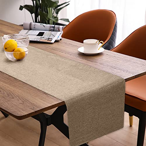 Tischläufer Frühling Modern, Abwaschbar, Leinenoptik, Wasserabweisend für Esszimmer Party Urlaub Dekoration (Khaki, 40 x 180 cm)