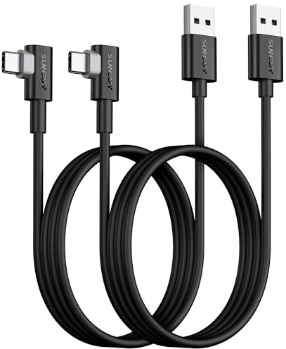 SUNGUY USB C 90 Grad Kabel, [2Stück 1m] 3A USB 2.0 Typ C Schnellladeund Synchronisierungskabel Kompatibel mit Galaxy S20 S10 S9 S8 Plus S10E, A10e A20 A50 A51 A71, Note 20 10, Moto G7 G8