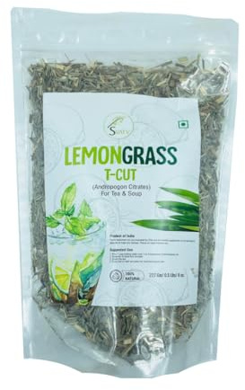 SVATV Hojas Sueltas De Té De Hierba De Limón | Cymbopogon Citratus | Lemongrass Tea Loose Leaf | Perfecto Para Té Y Condimentos | Hierbas Secas De Limoncillo - 227g