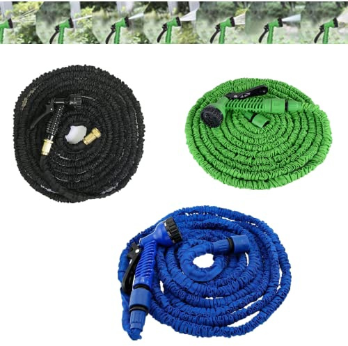 150ft Expandable Garden Hose, Flexible Expanding Hose Magic Extendable Hose with 7 Function Spray Nozzle for Garden Watering and Cleaning,Green