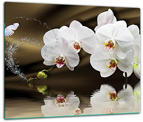 TMK ArtDeko Herdabdeckplatte 1 Teilig 60x52 cm - Spritzschutz Herdabdeckung – Herdschutz aus Sicherheitsglas – Robust, Hygienisch & Rutschfest– Schutz für Induktion, Ceran, Gas & Elektro