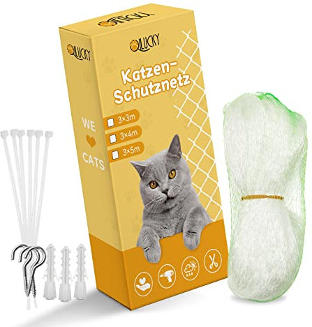 QILUCKY Transparentes Katzenschutznetz Katzennetz für Balkon Ohne Bohren Transparent Können Zuschneidbar ​und Bissfest Balkonnetze für Katzen ​zur Absicherung von Terrasse, Fenster und Türen (3x4m)