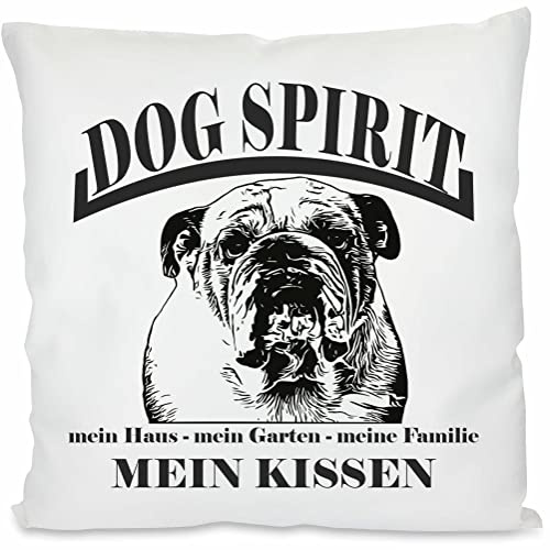 INDIGOS UG Kissen - Französische Bulldogge - Bedruckt mit Hund und Kissenfüllung - Geschenkidee - Kopfkissen - Ruhekissen - Hundekissen - für Bett Körbchen und Couch Schlafplatz