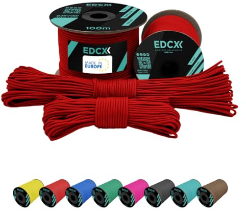 EdcX 2 mm Nylon Paracord 275 (50 y 100 m) - 100% Cuerda de Nailon, Cable de 3 hebras, Cuerda de Nailon de 2 mm en Muchos Colores