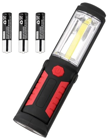 Vagocom LED Magnetic Inspection Lamp Torch,Battery Powered Worklight Bright Hand Held Flashlight Trouble Light for Mechanic Tool,Camping,Grill,BBQ,Emergency,Automotive,Dad Him Gift(Batteries Included)
