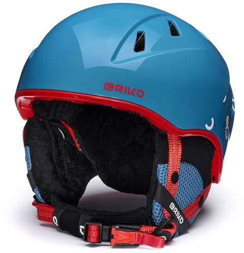 Briko, HELMET Unisex bambino, Shiny Allports Blue-Monza Red-Snowman, SM