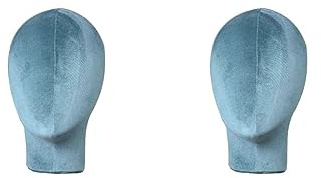 2 juegos de maniquí cabeza de maniquí modelo pelucas, gafas, sombreros, expositor azul lago