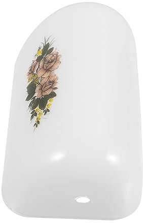 DOITOOL Glas-lampenschirm Retro Stil Dekorativer Ersatzschirm Für Bankers Tischlampe Weiß Bedruckter Lampenschirm Für Nachttisch Und Schreibtischbeleuchtung Warmes Diffuses Licht Vielseiti