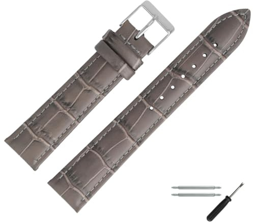 MARBURGER Uhrenarmband 20mm Leder Alligator Prägung Mit Naht - Werkzeug Montage Set 27720