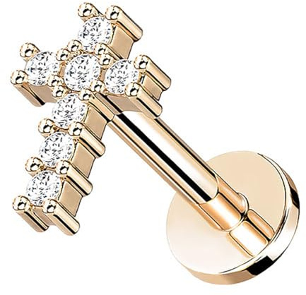 Taffstyle Tragus Ohr Knorpel Helix Piercing Stecker Kristall Kreuz für Ohr Tragus Helix Lippe Labret