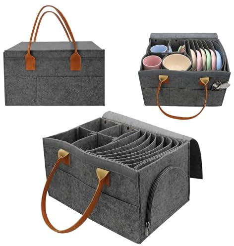 Surmounty Bestecktasche Camping, Tellerhalter Wohnmobil,Camping Geschirr Aufbewahrung, Tassenhalter Geschirrhalter Wohnmobil, Für Camping, Wohnmobile, Boote und Wohnwagen