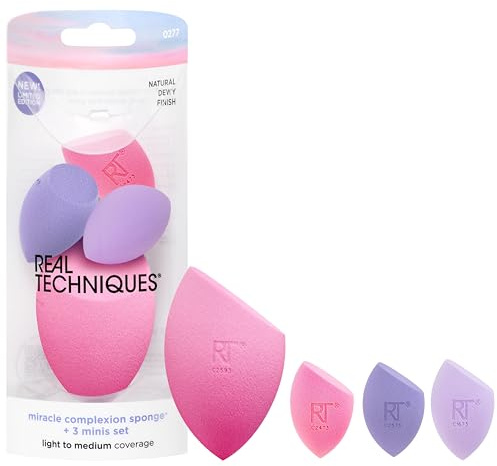 Real Techniques Sunrise To Sunset Miracle Complexion Schwamm-Set mit 3 Mini-Sets, 4-teiliges Set