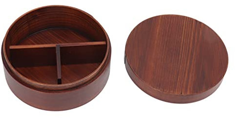 Fiambrera, Bento Food Fruit Container Gran Capacidad Buen Sellado con Divisor, Fiambrera de Madera Caja Bento Japonesa Contenedores de Almuerzo de Madera Cajas Bento Fiambrera para Hogar Oficina Escue