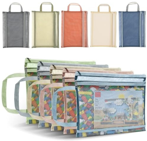 10 Pack Mesh Zipper Pouch Bags, Board Game Storage Puzzle Storage Bag Building Blocks Toy Storage Bag File bag Travel Zipper Bag(A4)