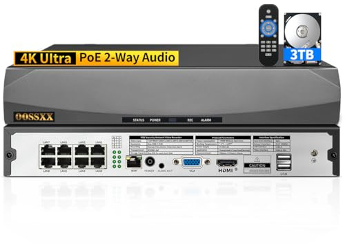 4K 8-Channel Wired POE NVR Network Video Recorder Video Surveillance NVR