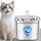 Tyonto Distributeur Eau Chat Acier Inoxydable Antibactérien,Recharge USB,Ultra-Silencieux Fontaine Chat,Double Filtre Charbon Actif 5 Couches,Lumière LED Fontaine Eau Chien