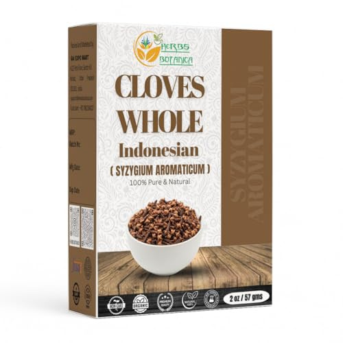 Herbs Botanica Cloves Whole Bulk Indonesian Premium Quality, Non-GMO, Gluten-Free Perfect for Cooking, Baking & Herbal Teas Aromatic & Fresh Spice in 2 oz Resealable Pack