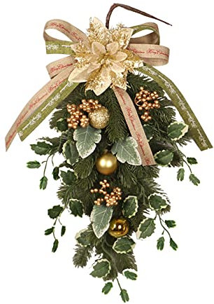 Sunfashion Weihnachtsbaum Dekoratives Glas,Trockenblumen Kranz Weihnachtsdeko Türkranz Christmas Flocking Wreath Dekokranz Metall Türkranz Personalisiert Sommer Deko Draußen