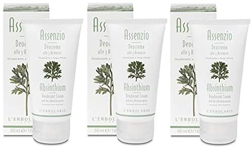 L'Erbo lario - 3 x ASSENZIO Deocrema 50 ml + in OMAGGIO Tisana del benessere Tisaniamo - Crema Deodorante Alle 3 Artemisia, Fragranza Aromatica Legnosa | 3 confezioni da 50 ml