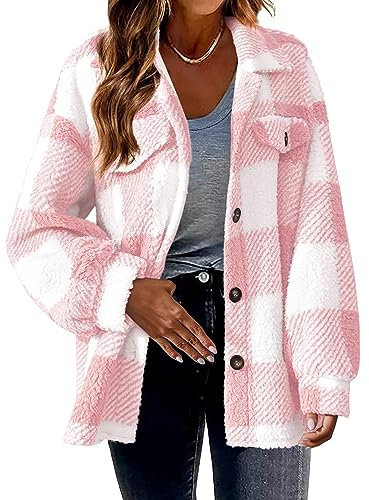Lxitoler Veste Boutonnée Doublée En Sherpa Veste Oversize Femme Chemise Chaude Polaire Manteaux D'Hiver En Coton À Manches Longues