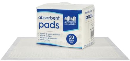 Harbour Housewares 50x Disposable Incontinence Bed Pads - 32.5cm x 45cm - Small Waterproof High Absorbency Underpads Mattress Protector Overnight Bed Wetting Sheets Incontinence Pads