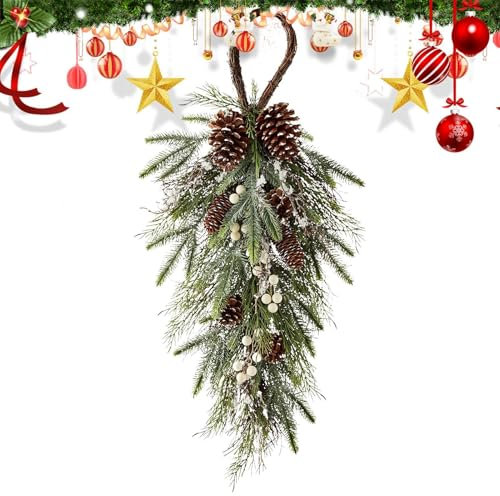 Swag de lágrima de Navidad,Corona de lágrima de Navidad navideños de Corona