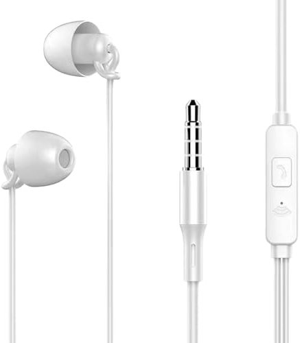 Auricolari per dormire con filo, per dormire lateralmente, con cavo, con cancellazione del rumore, cuffie per dormire in morbido silicone, auricolari in-ear da 3,5 mm per russare, viaggi aerei