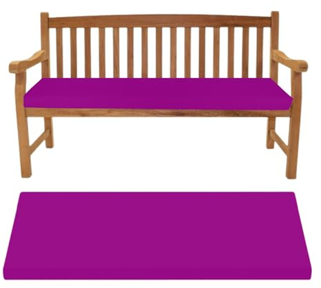 Water-resistant Garden Bench Pad for Outdoor/Indoor Seat Cushion, Zipped, Removable Cover – Durable, Foam Padding for Garden, Patio, Dining, Entryway Benches (Purple, 2 Seater 108 x 45 x 6 cm)