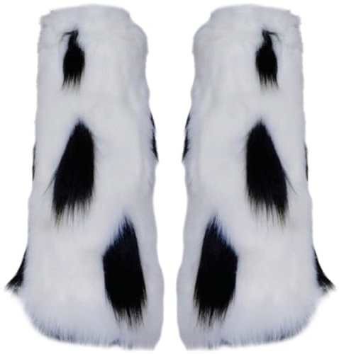 Zghhc 1 Paar Fuzzy-Pelz-beinstulpen, Kuh-Punkt-Muster, Stiefelüberzüge, Y2k-Fuzzy-stiefelmanschette, Stiefelärmel, Y2k-beinstulpen Für Party-kostüme