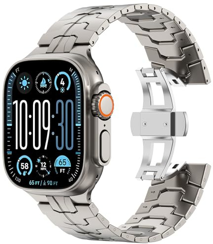 KADES Ersatzarmband Kompatibel mit Apple Watch Armband 49mm 46mm 45mm 44mm 42mm,24mm verbreitertes Titan Metall Gliederarmband für iWatch Ultra 3 2 1, Series 11 10 9 8 7 6 5 4 3 2 1 SE, Titan