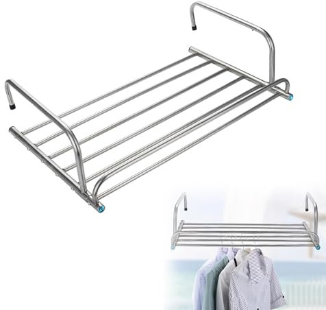 FBANULPEX Heizkörper-Klapplüfter ，Radiator Airer Edelstahl Hängetrockner Balkontrockner Wandtrockner Heizkörpertrockner, Ausziehbarer Hängetrockner Wäscheständer Wäscheständer(Fixed Style 60cm)