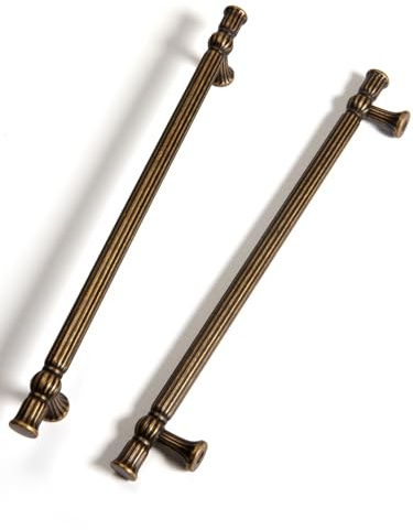 BEILEIOU Antike Messing Schrankgriffe– 192mm Lochabstand Klassische Vintage Schubladengriffe, für Küchenschränke Bad Schränke & Möbelgriffe Griffe Zinklegierung (2, Antike Messing, 192mm)
