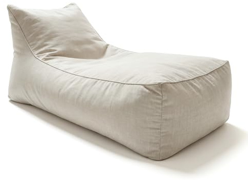 Aiire Puff Exterior Jardín Moderno - Sillón Puf con Relleno Incluido para Piscina, Terraza o Salón - Tejido Premium Resistente al Agua y Rayos UV - Bean Bag Chair Cama de Lujo XXL Beige