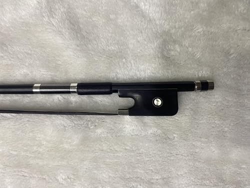 black carbon fiber cello bow white horse hair/black horse hair 4/4 size for adult (black)