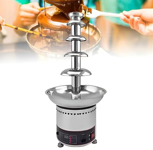 Fontana di Cioccolato in Acciaio Inox - Cascata per fonduta con Controllo della Temperatura per Formaggio, Salsa Barbecue, Frutta - Pentola per fondere la Salsa Perfetta per Le Feste ()