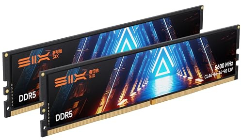 SIX DDR5 RAM 2x32GB 5600MHz UDIMM Desktop Memory - 1.1V Low Voltage, On-Die ECC, 288-Pin Memory Module