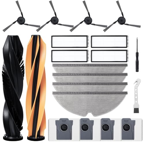 Fixbetter Set di accessori per Dreame D20 / D20 Pro Plus robot aspirapolvere. 2 spazzole principali, 4 filtri Hepa,4 cuscinetti tergicristalli,4 spazzole laterali,4 sacchetti per la polvere,1 spazzola