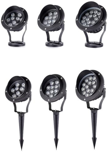 YSJX Outdoor Lamps Pack of 6, LED In-Ground Light DC24V 3w/6w/9w/12w/15w/18w/24w/36w Oblique Cap Plate/Pin Engineering Tree Light Landscape Lamps(Cool White,24V 9w)