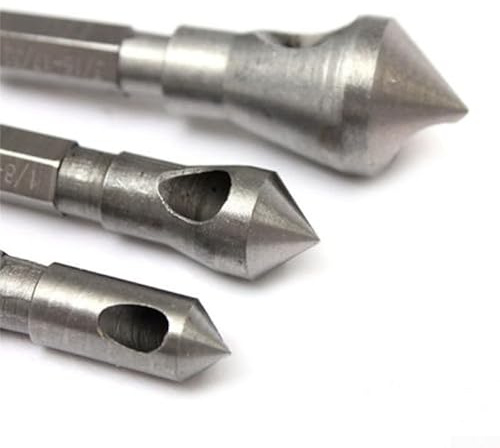 Yuanpgky Juego de 6 brocas avellanadoras recubiertas con herramientas de corte biselado para metal, madera y plástico, construcción de acero con rodamientos de 1,98-13,5 mm