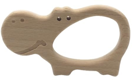 CORHAD Holz Beißring für Babys Zahnungsspielzeug aus Buchenholz mit Tiermotiv Sicher Glatt Zahnungshilfe für Kleinkinder Am Kinderwagen Befestigbar