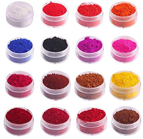 Stylebest Polvo de Brillo de Labios DIY de 16 Colores, Base de Lápiz Labial Pigmentado para Glaseado de Labios Hecho a Mano, con Ingredientes de Hierbas Finas y Suaves para Uso Personal (Colores