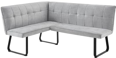 byLIVING Eckbank TALEA, Webstoffbezug in hellgrau, Gestell schwarz, Essbank | Eckbank in L-Form, langer Schenkel rechts, Nosagfederung, Sitzbank, 128 x 168, H 93,5 cm