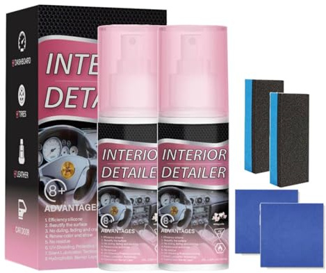 Nettoyant Voiture Interieur,Produit Nettoyage Voiture Interieur,Nettoyant Cuir Plastique pour Interieur de Voiture,Nettoie,protège Tableaux de Bord,Volants,Nettoyants pour cuir et garniture,100ml (2)