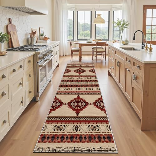 Tyafsgvqo Südwestliche Native Läufer Flur 80x200 cm, Azteken Navajo Tribal | Küchenläufer Flurteppich, Antike Ethno Küchenteppich Waschbar Rutschfest, Bettvorleger fur Wohnzimmer Schlafzimmer Vorzimmer
