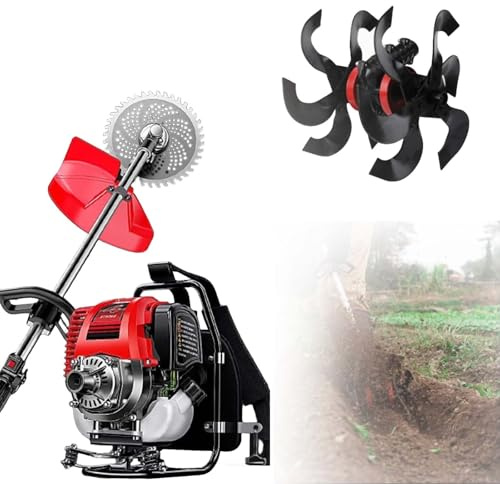 Cortacésped De Mochila Y Cortasetos 4 Tiempos, Desbrozadora A Gasolina 35.8CC con Motor 1.4HP, 7000 RPM para Mantenimiento Jardín, Control Malezas Y Siega Rápida Precis