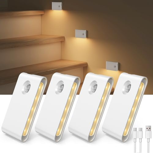 EZVALO Motion Sensor Stair Lights, 3000K Dimmable Warm White Night Lights | Rechargeable, Magnetic stick-on, Downward light, Auto on/off