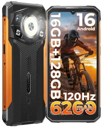 HOTWAV Cyber 17 Movil Irrompible-16GB+128GB(TF 2TB), 120Hz 6,75 HD+ Teléfono Movil Android 16, 6200mAh 20W, 48MP+16MP Cámara, Dual 4G SIM/NFC/OTG/GPS/Linterna de Camping súper Brillante