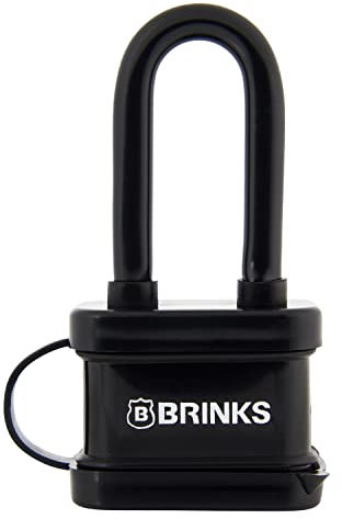 Brinks 172-42051, Lucchetto in acciaio laminato resistente alle intemperie da 40 mm, rivestito in vinile e cromato, con grillo in acciaio temprato da 5 cm, nero