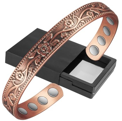 wollet Magnetiska koppararmband för kvinnor damer artrit små med magneter vintage 6,5 smycken (CPB-005AB)